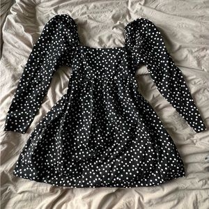 Polka Dot Puff-Sleeve Babydoll Dress
